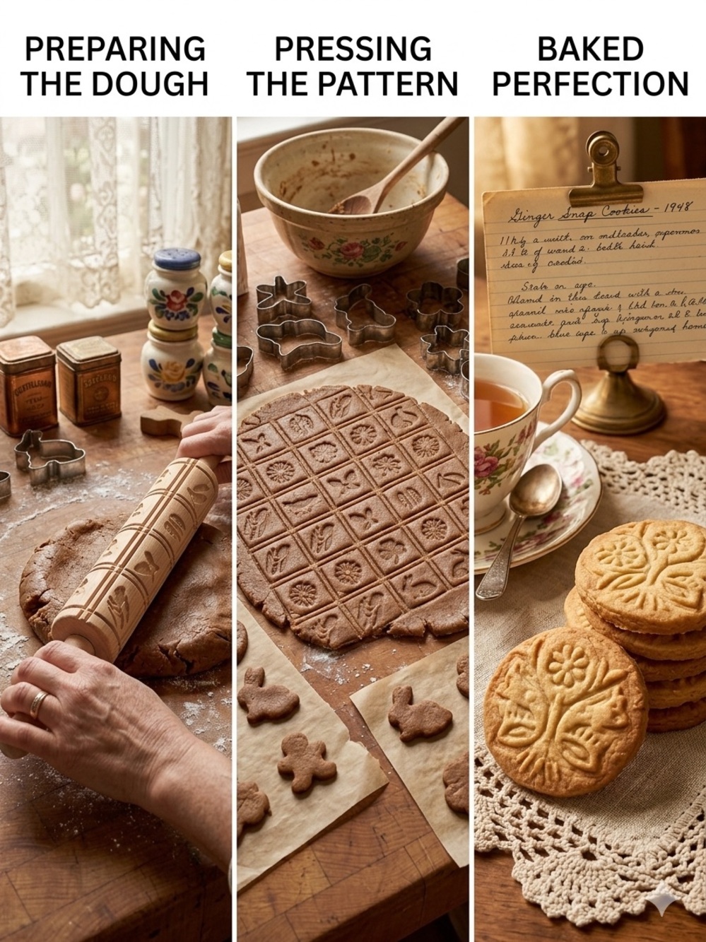 Wooden Embossed Rolling Pin for Cookie Patterns - Natural - Picture 3 of 12